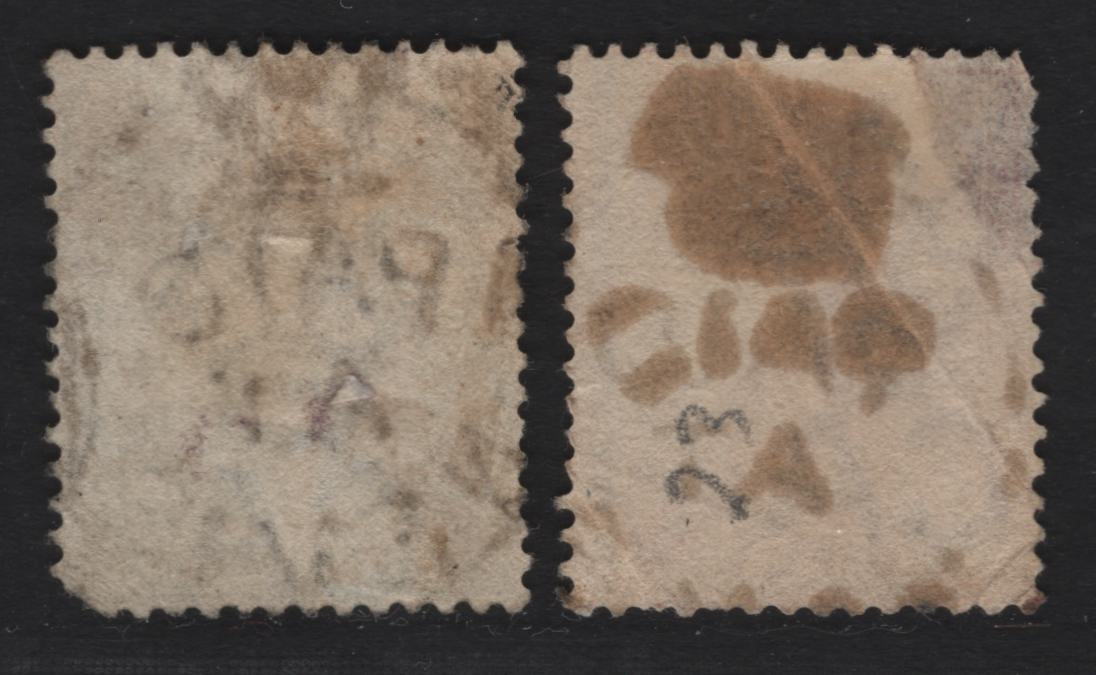 Lot 260 Nevis (C) SG#25, 27 1/2d & 1d Dull Rose Queen Victoria, 1882-1890 Keyplate Issue, 2 Ungraded Used Singles, Rare Crown Circle Paid At Nevis Cancels Used During The 1882 Stamp Shortage Both Stamps Are Faulty .