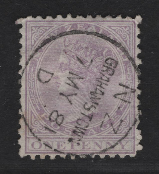 Lot 264 New Zealand (C) SG#80 1d Mauve Lilac Queen Victoria, 1878 First Sideface Issue, A Very Fine Used Single, SON Grahamstown CDS Cancel Dated May 7 1881, Comb Perf 12x11.5