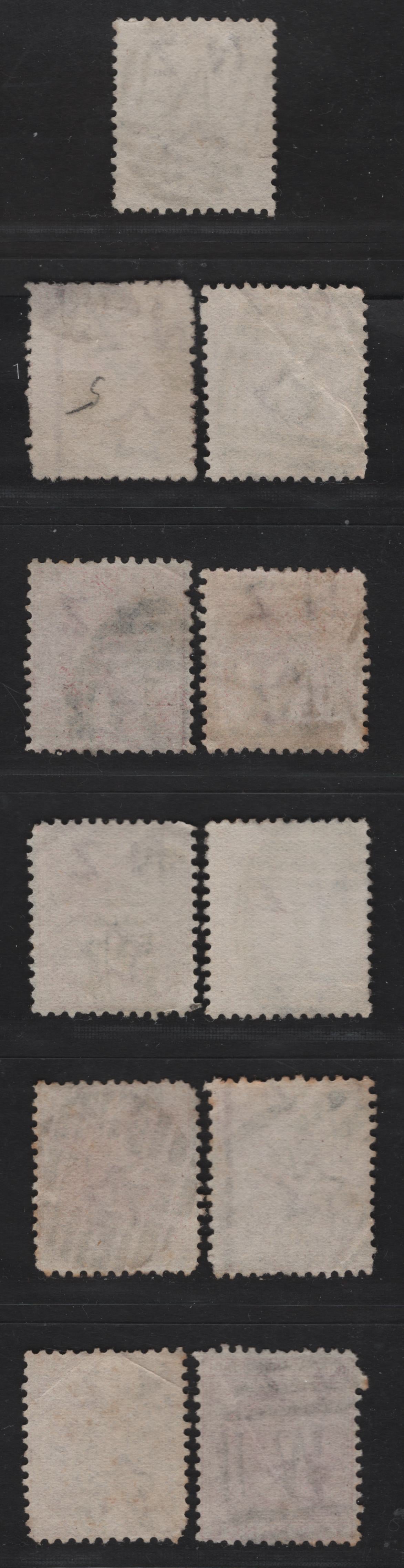 Lot 267 New Zealand (C)   1878 First Sideface Issue, 10 Very Good/Fine Used Singles, Barred Letter Cancellations Including OU, NP, W, D, T, C, W24, A & A33 , Comb Perf 12x11.5, Few Have Creases.