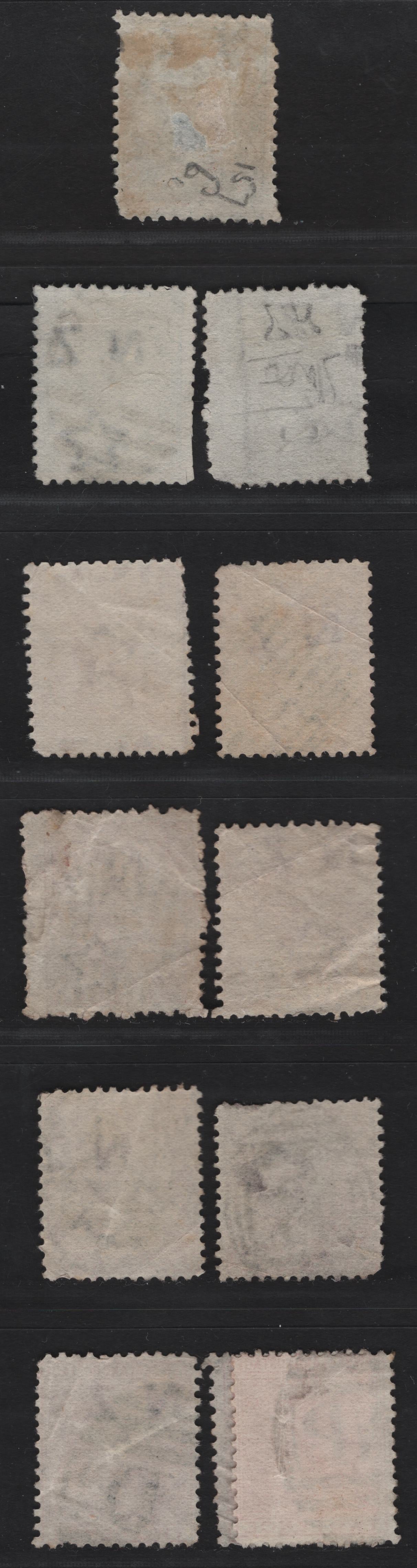 Lot 268 New Zealand (C)   1874-1882 First Sideface Issue, 11 Ungraded Used Singles, CDS & Barred Letter/Numeral Cancels Including A, 14, 12, C, D, B & NP, Small to Moderate Faults, Most Are Comb Perf 12x11.5, Some Are Perf 12.5.