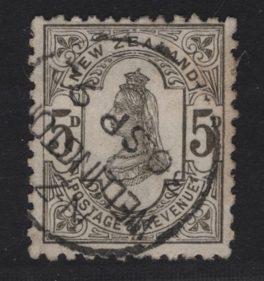 Lot 274 New Zealand (C) SG#200 5d Olive Black Queen Victoria, 1888-1895 Second Sideface Issue, A Very Fine Used Single, Well Centered, SON Sept 30 1892 Cancel, Perf 12x11.5.