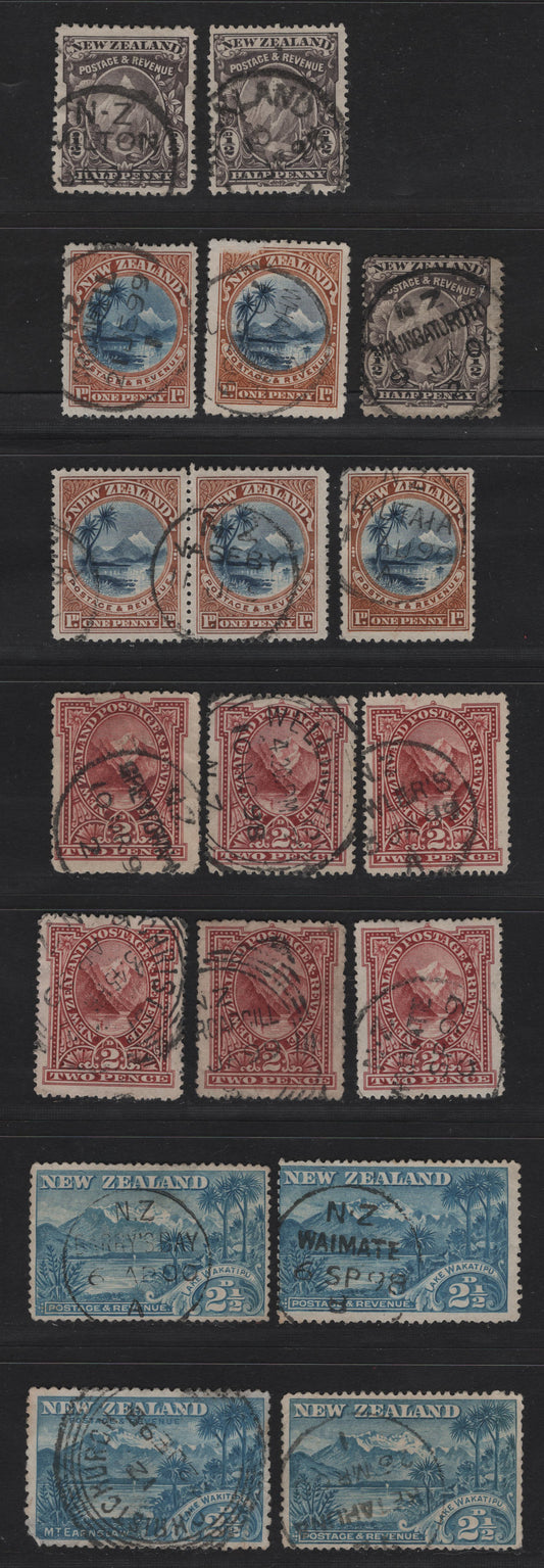 Lot 276 New Zealand (C)   1882-1900 Second Sideface Issue, 17 Fine/Very Fine Used Singles, CDS Town Cancels Including Wakitipu, Wakatipu, Wellington, Waimak, Barry's Bay, Rethuna, Mongaturoto, Milton, Naseby, Groomwell, Greytown & Invercargill