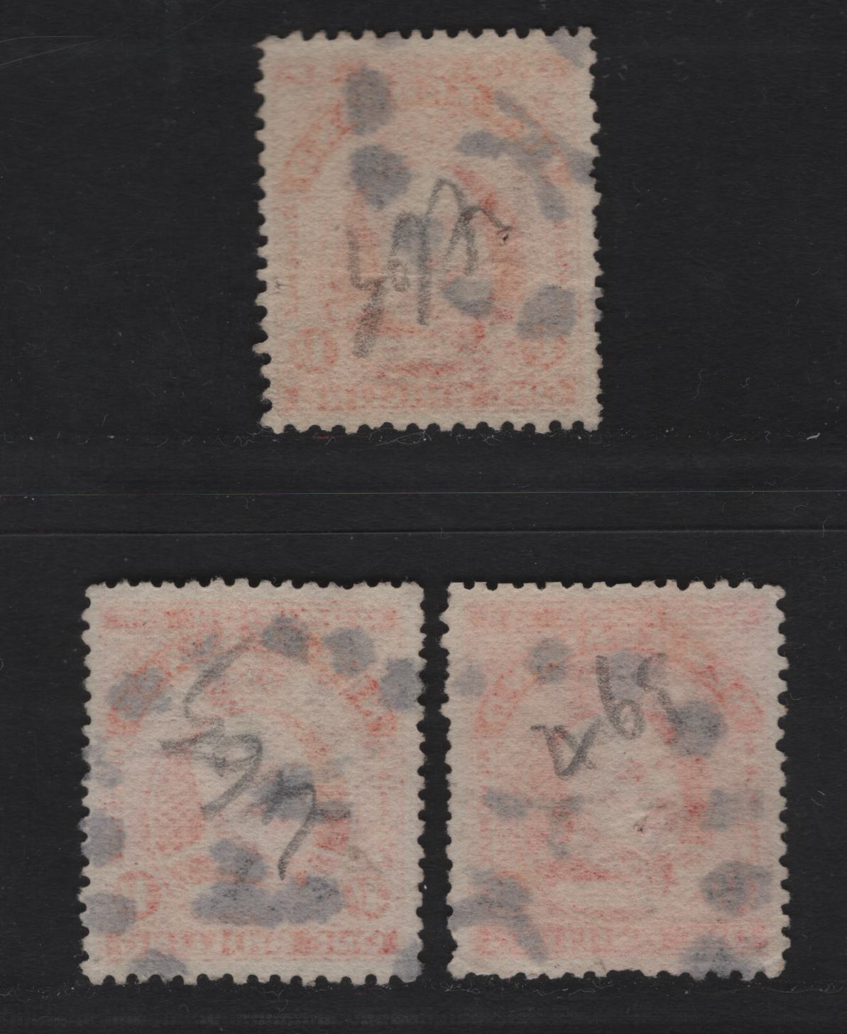 Lot 282 New Zealand (C)   1909-1916 King Edward VII Issue, 3 Fine/Very Fine Used Singles, Auckland Sunburst Cancels, Two Slightly Different Shades Of Vermillion On Comb Perf 14x14.5, Line Perf 14.