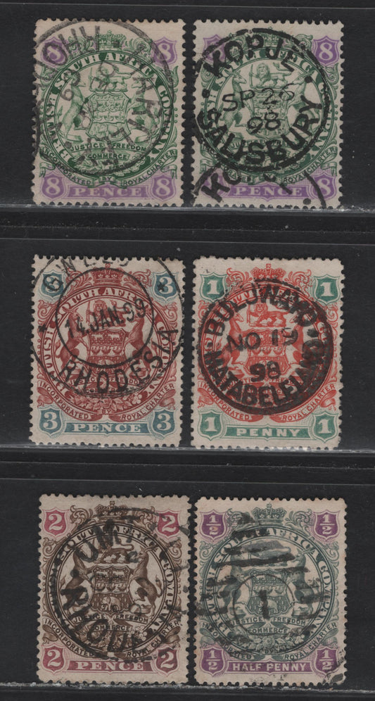 Lot 293 Rhodesia (C) 1896-1897 Waterlow Arms Issue - A Group of SON Diamond Grid and CDS Town Cancels