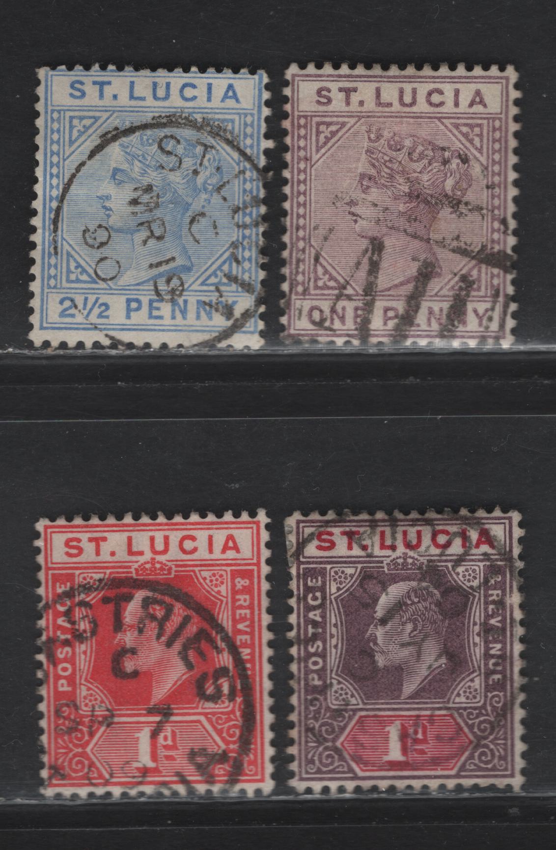 Lot 300 St. Lucia (C) 1891-1898 Queen Victoria Keyplates & 1904-1910 King Edward VII Keyplates - A Group Of CDS & Barred Numeral Cancels
