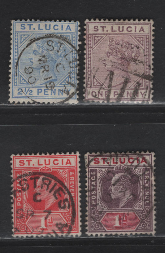 Lot 300 St. Lucia (C) 1891-1898 Queen Victoria Keyplates & 1904-1910 King Edward VII Keyplates - A Group Of CDS & Barred Numeral Cancels