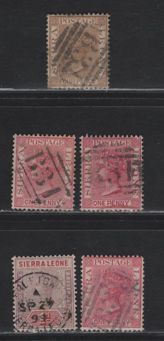 Lot 305 Sierra Leone (C) 1884-1891, 1896-1897 Queen Victoria Keyplate Issues, A Selection of B31 Barred Numeral Cancellations & Freetown CDS Cancel