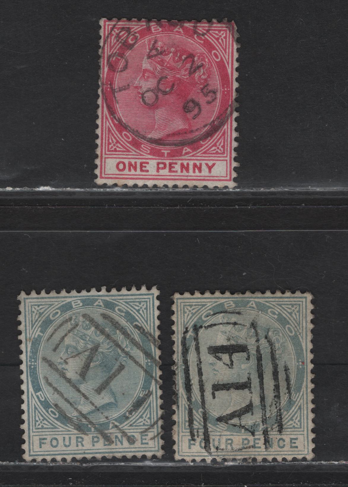 Lot 308 Tobago (C) 1885-1896 Queen Victoria Crown CA Keyplates - A Selection Of CDS and Barred Numeral Cancels