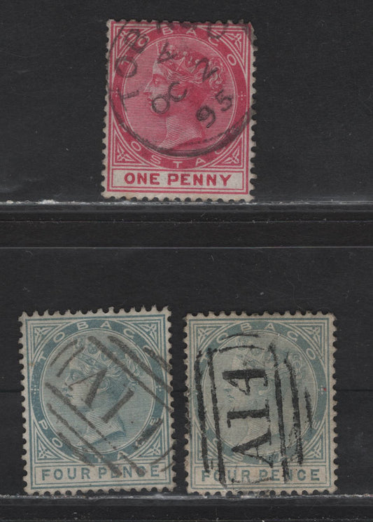 Lot 308 Tobago (C) 1885-1896 Queen Victoria Crown CA Keyplates - A Selection Of CDS and Barred Numeral Cancels