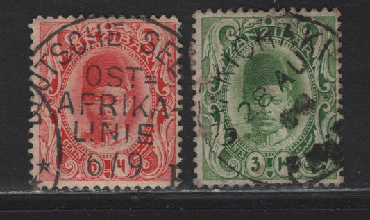 Lot 316 Zanzibar (C) 1908-1909 Sultan Ali bin Hamoud Issue With SON German Seapost and Ghakichaki CDS Cancels