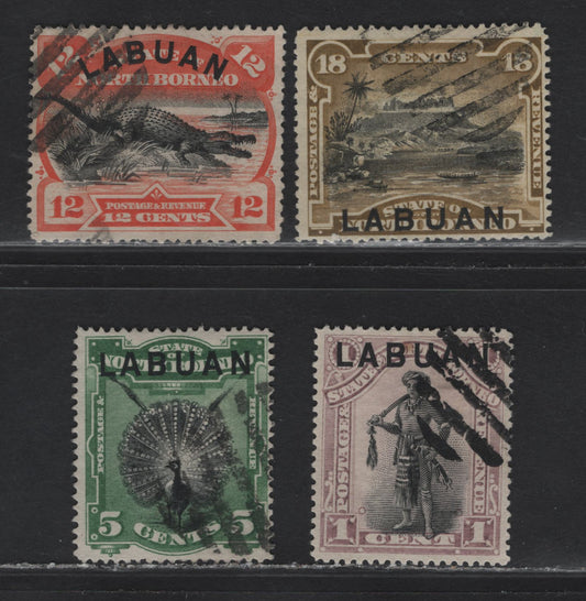Lot 317 Labuan (C) 1894-1896 Pictorial Issue - A Selection of Bar Grid Cancels Used Postally Rather Than As A Remainder Cancel