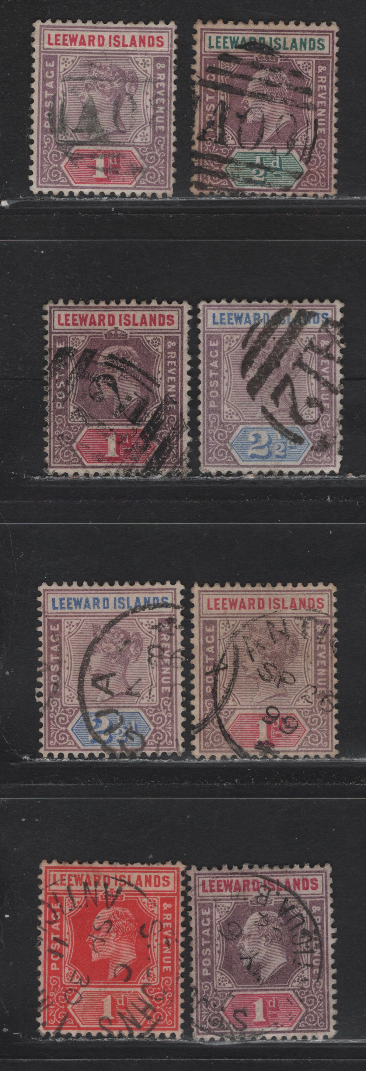 Lot 321 Leeward Islands (C) 1890 Queen Victoria & 1902-1911 Edward VII Keyplate Issues - A Selection Of Antigua CDS & Barred Numerals For Nevis & St. Kitts