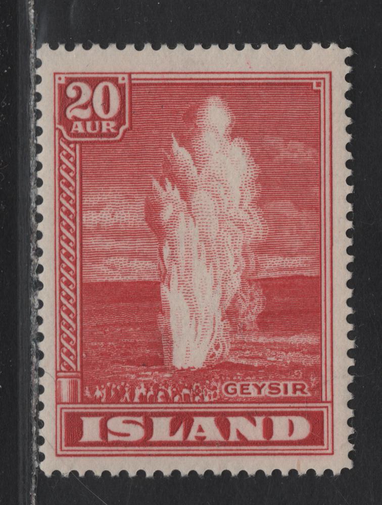 Lot 38 Iceland SC#204 20a Rose Red Geyser, 1938-1947 Geyser Definitive Issue, A VFOG Single