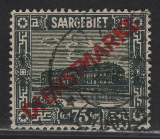 Lot 60 Saar SC#O13 75c Deep Green & Straw Building, 1922-1923 Official Overprinted Pictorial Issue, A Very Fine Used Single