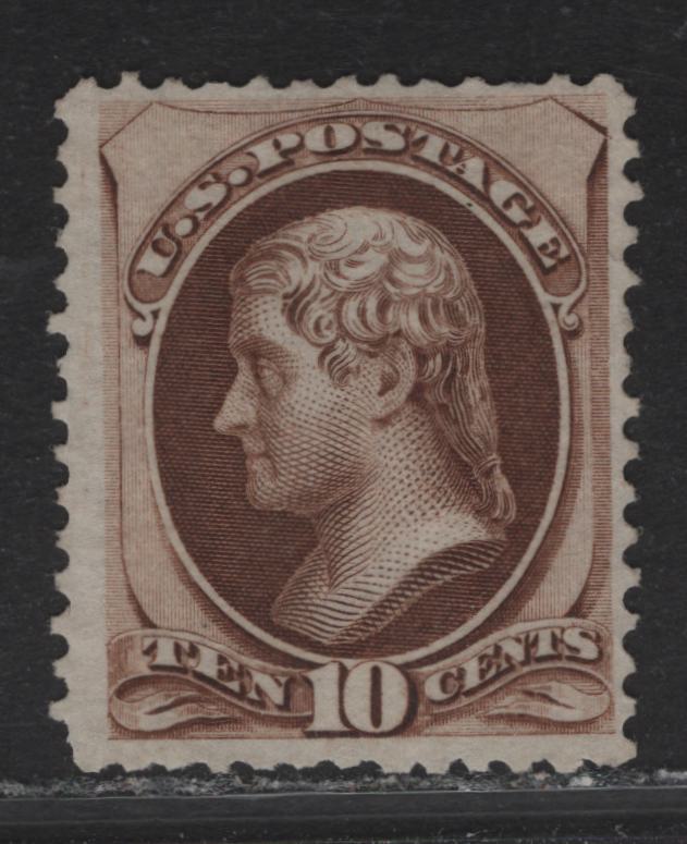 Lot 77 United States SC#161 10c Brown Jefferson, 1873 Large Banknote Issue, A Fine Unused Single, Continental Bank Note Printing, Secret Marks