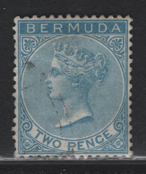 Lot 84 Bermuda (C) SG#25 2d Pale Blue Queen Victoria, 1883-1904 Queen Victoria Keyplates Issue, A Very Fine Used Single, Crown CA Wmk