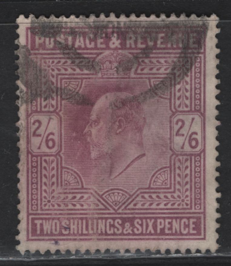 Lot 94 Great Britain (C) SG#261 2/6 Pale Dull Purple King Edward VII, 1902-1912 King Edward VII Keyplate Issue, A Fine Used Single, De La Rue Printing, Chalk Surfaced Paper, Face Free Parcel Cancel.