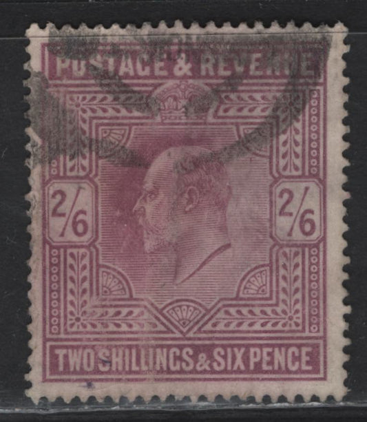 Lot 94 Great Britain (C) SG#261 2/6 Pale Dull Purple King Edward VII, 1902-1912 King Edward VII Keyplate Issue, A Fine Used Single, De La Rue Printing, Chalk Surfaced Paper, Face Free Parcel Cancel.