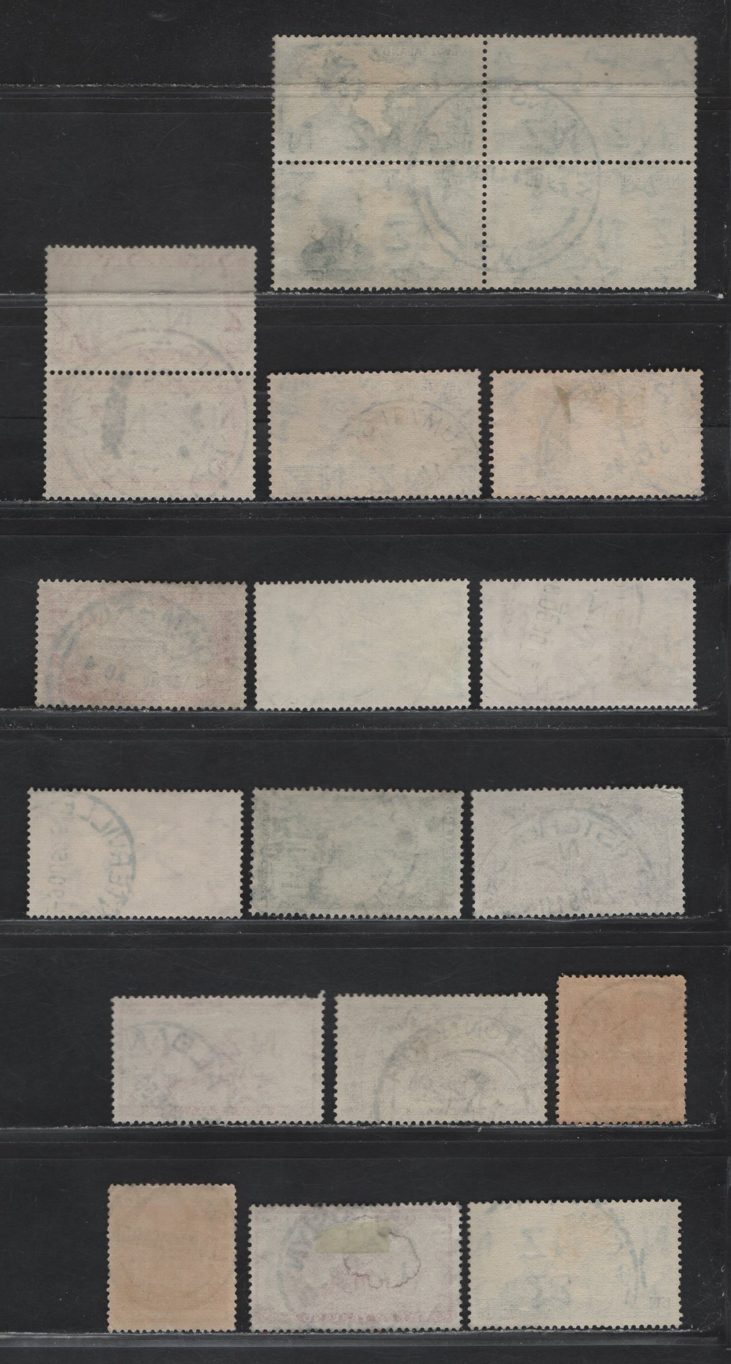 Lot 125 New Zealand (C) SG#663-664, 696, 700-704, 706 1d+1/2d - 6d Green - Brown Blue Health - Canterbury Centennial, 1944-1950 Health - Canterbury Centennial Issue, 16 Fine/Very Fine Used Singles, Pair & Block Of 4, CDS Town Cancels
