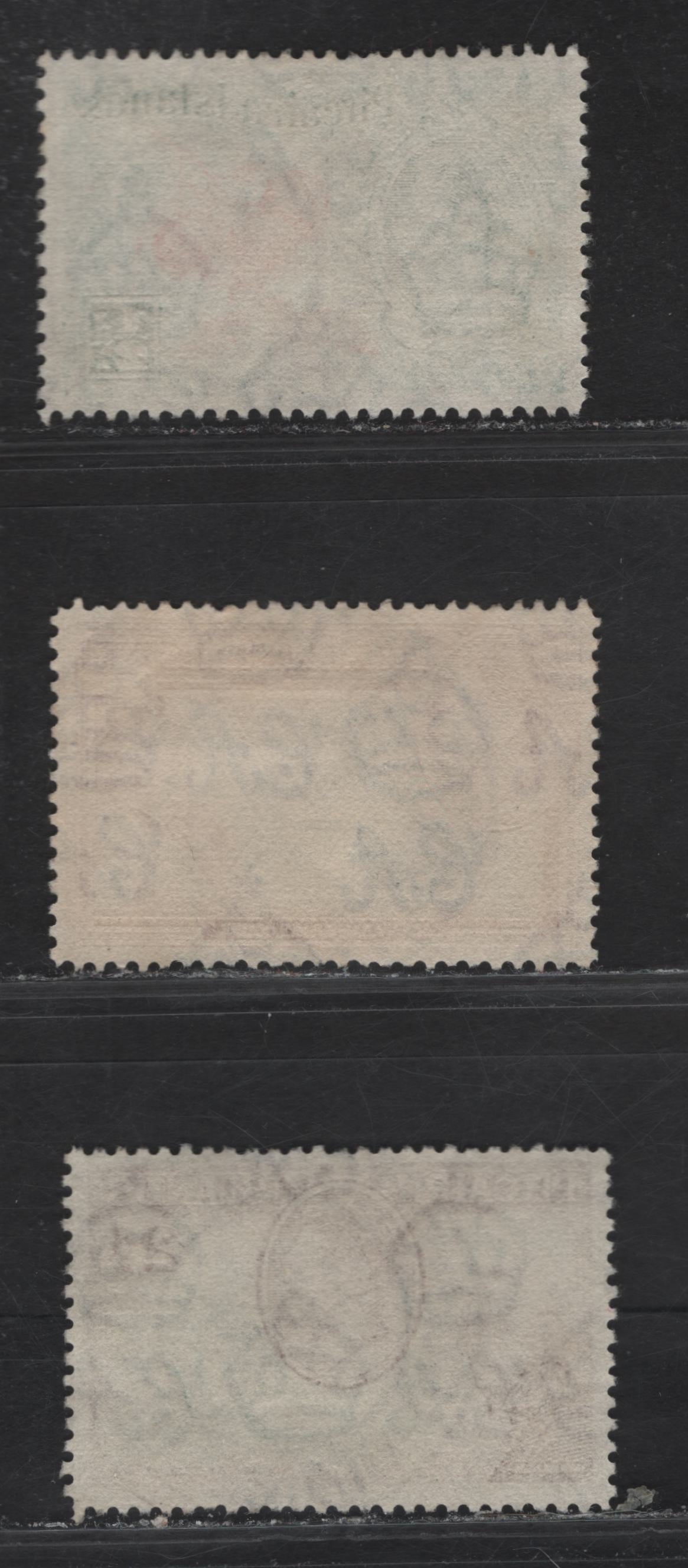 Lot 135 Pitcairn Islands (C) SG#1, 3-4 1/2d - 2d Orange & Green - Green & Brown King George VI, 1940 KGVI Pictorial Issue, 3 Very Fine Used Singles, SON April 1951 Pitcairn Islands Post Office Cancels