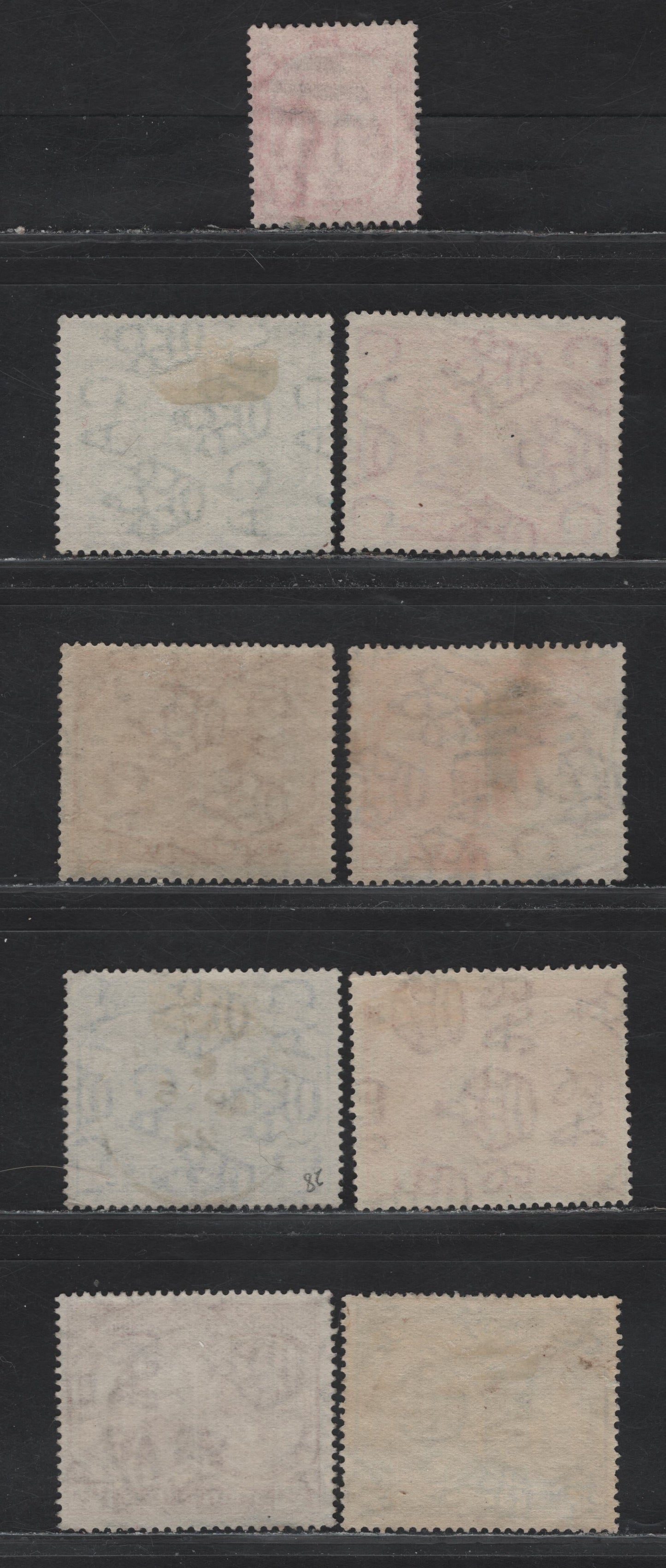 Lot 137 St Kitts & Nevis (C) SG#14a, 24-26, 28, 38, 40a, 44  , 1905-1929 Columbo & Medicianl Spring - King George V Issues, 9 Fine/Very Fine Used Singles, SON St Kitts, Nevis & AO9, A12 Barred Numeral Cancels For Nevis & St Kitts