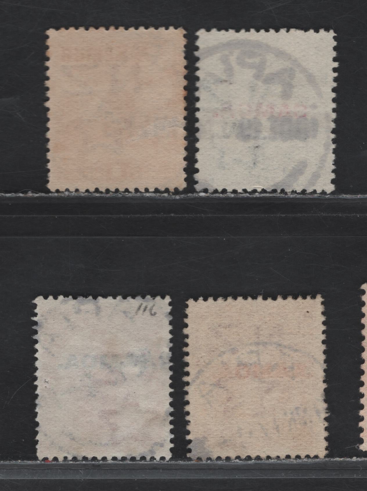 Lot 149 New Zealand (C)  SG#116-117, 139, 154 1d Carmine - Lake , 1914-1921 King Edward VII Overprinted Issue, 4 Fine/Very Fine Used Singles, Perf 14x13.5, SON Apia Cancels