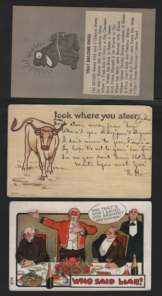 Lot 215 Canada/USA/Netherlands Unlisted   Various Humourous Subjects, 1900's-1970's All Depicted On A Selection of 8 Postcards, 8 VF Postcards A Few Minor Edge Dings, Interesting Group