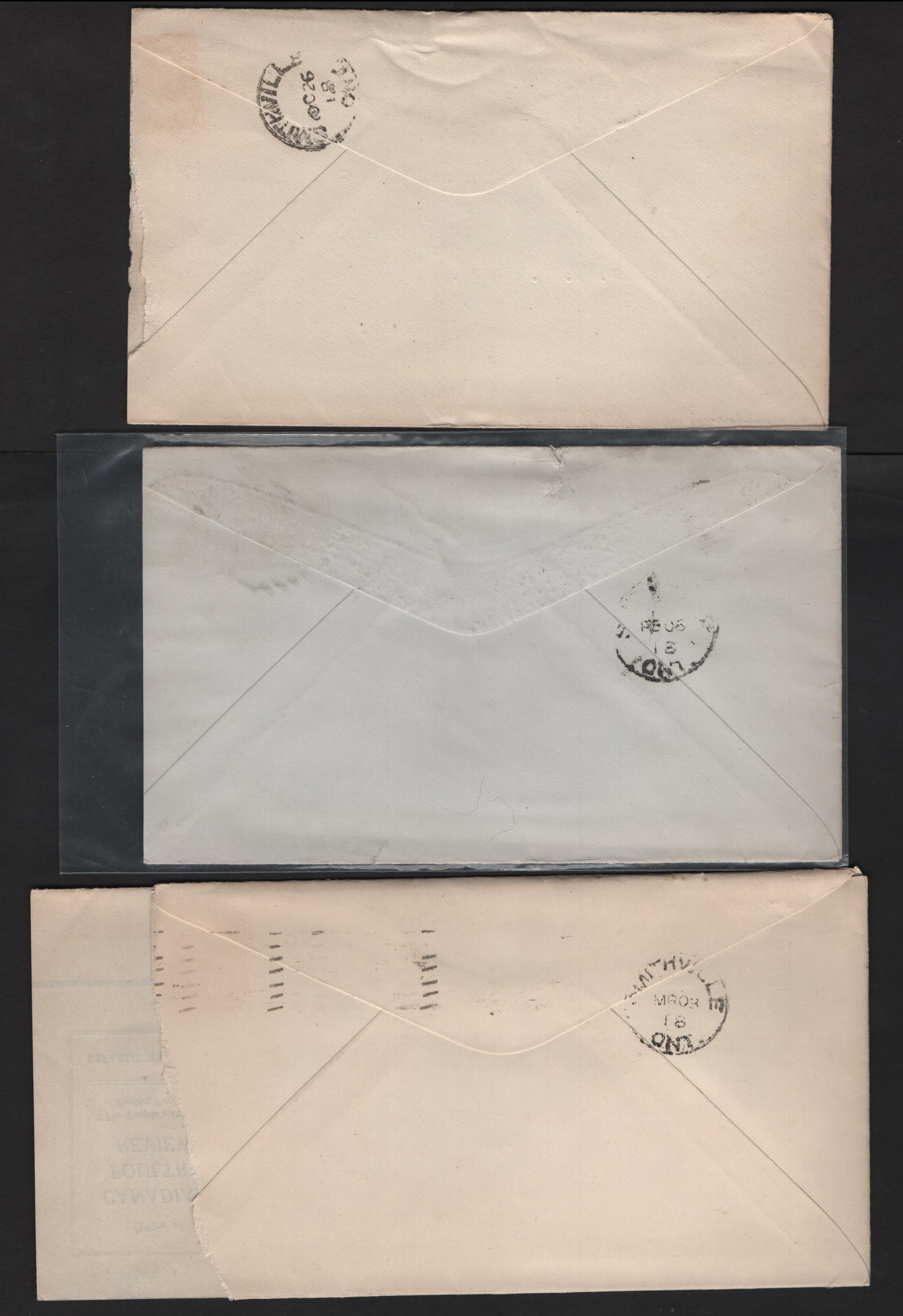 Lot 235 Canada 108, MR4 2c +1c, 3c Dark Brown King George V, 1911-1927 Admiral Issue, 6 F-VF Covers All With Different Business Corner Cards