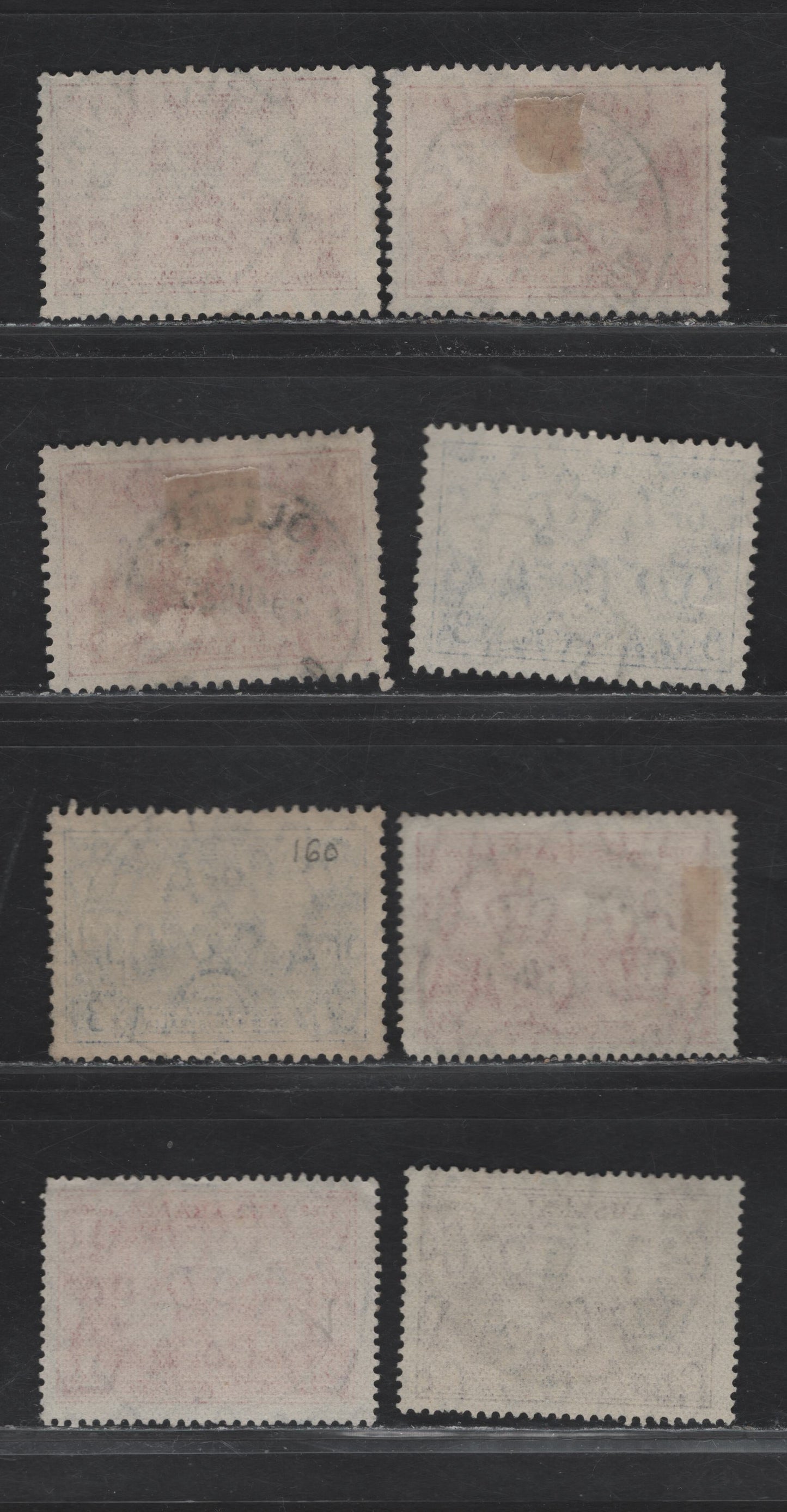Lot 25 Australia (C)  SG#161-162, 193, 195 2d - 9d Carmine - Purple Centenary of South Australia (C)  - 150th Anniv of NSW, 1936 Centenary of South Australia (C)  - 150th Anniv of NSW Issues, 8 Fine/Very Fine Used Singles, SON Town Cancels