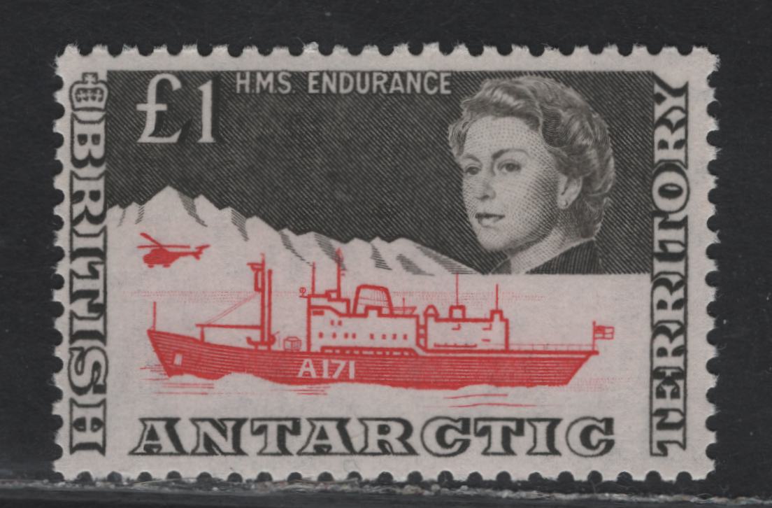 Lot 258 British Antarctic Territory (C) SG#15a £1 Red & Brownish Black H.M.S Endurance, 1963-1969 Pictorial Issue, A VFNH Single