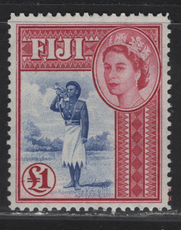 Lot 261 Fiji (C) SG#295 £1 Ultramarine & Carmine Police Bugler, 1954-1959 QE II Pictorial Issue, A VFNH Single