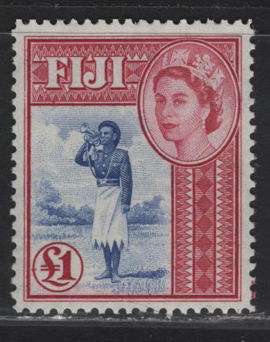 Lot 261 Fiji (C) SG#295 £1 Ultramarine & Carmine Police Bugler, 1954-1959 QE II Pictorial Issue, A VFNH Single