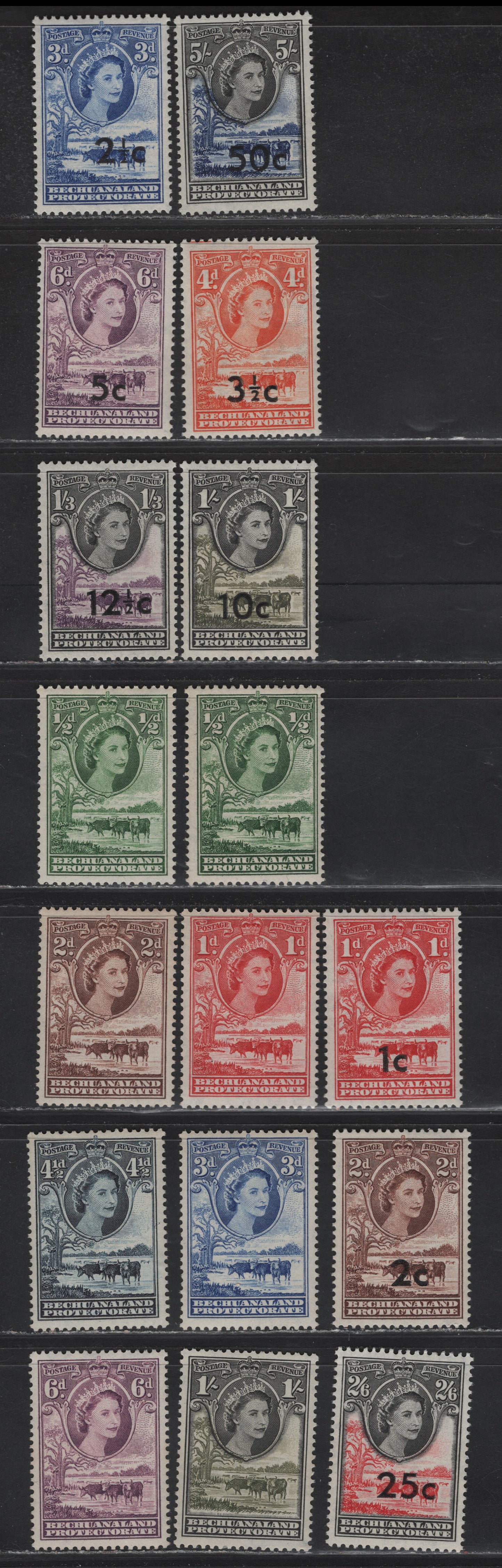 Lot 273 Gibraltar (C) SG143-146,147-149,157-158,160-166, 1955-58 & 1961 Pictorial Definitives & Surcharges, 17 F & VF NH & OG Singles Two Shades Of 1/2d, All NH Except 1/- Which Is LH