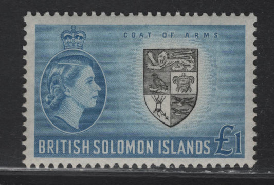 Lot 278 British Solomon Islands (C) SG#96 £1 Black & Blue, 1953-1962 Pictorial Definitives, A VFNH Single