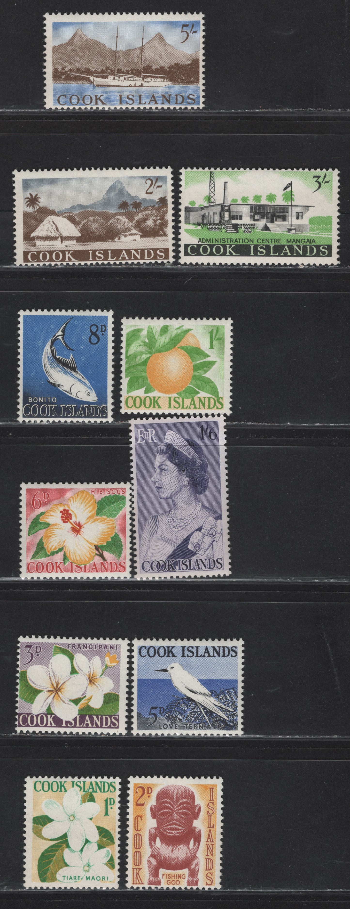 Lot 284 Cook Islands (C) SG#163-173 1d - 5/- Multicoloured, 1963 Pictorial Definitives, 11 F&VF NH Singles