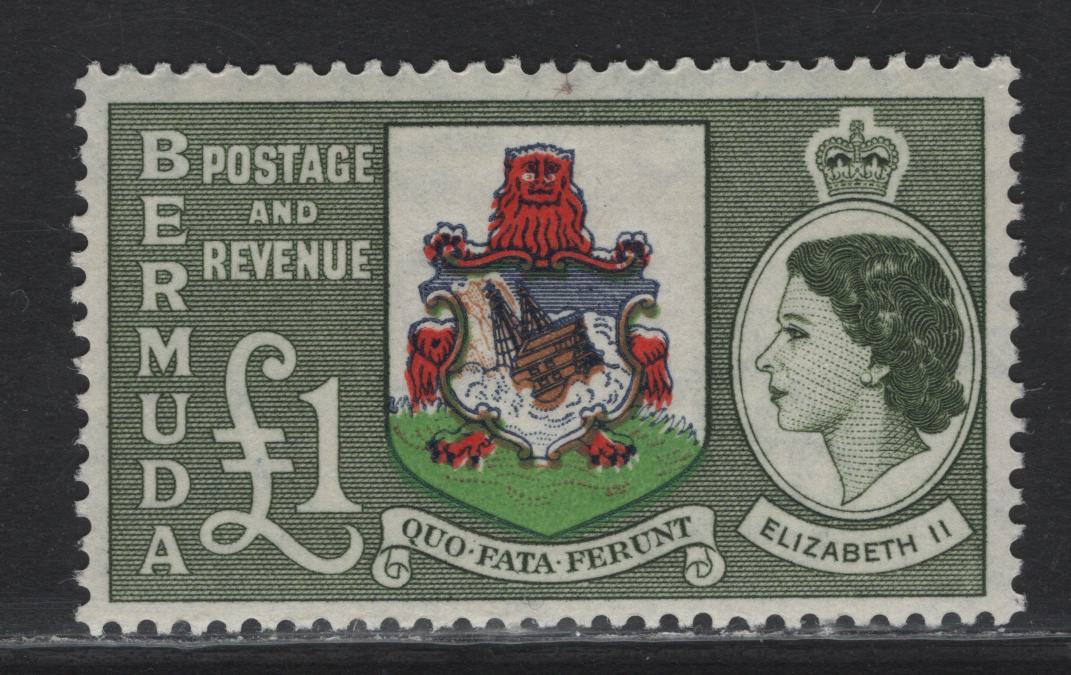 Lot 297 Bermuda (C) SG#150 £1 Brown, Blue, Red, Green & Bronze Green , 1953-1962 Pictorial Definitive Issue, A VFNH Single