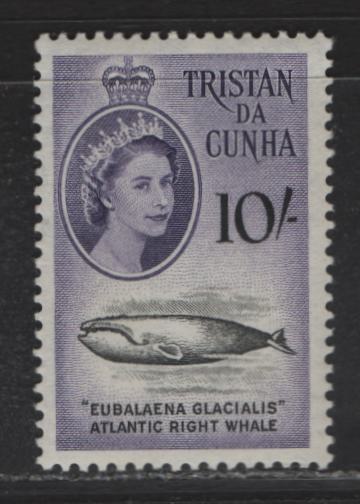 Lot 331 Tristan da Cunha (C) SG#41 10/- Black & Violet , 1960 Marine Life Definitive Issue, A VFNH Single