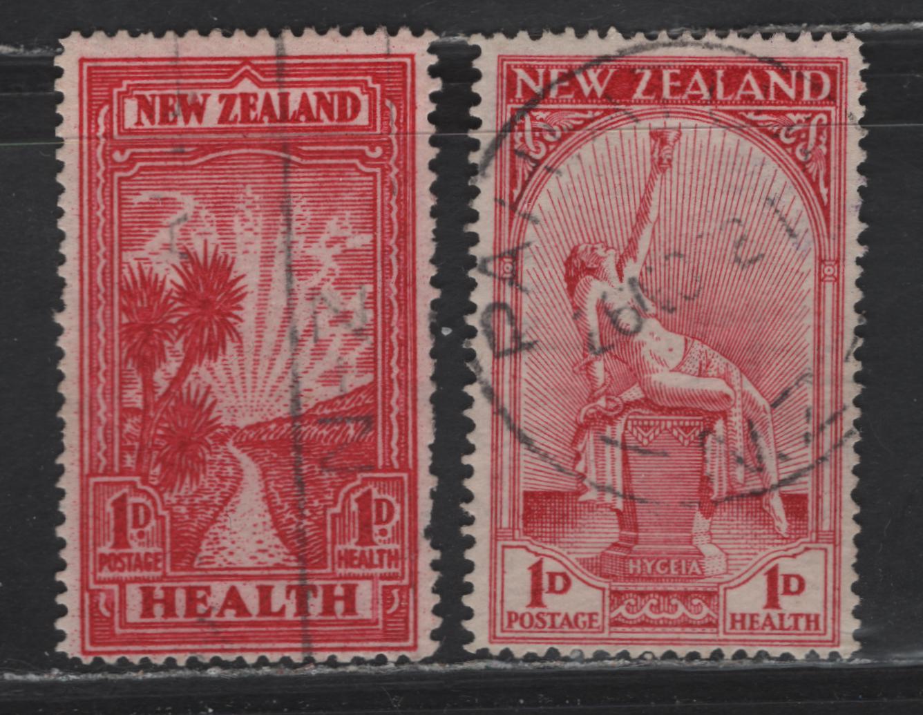 Lot 351 New Zealand (C) SG#552-553 1d+1d Carmine Health, 1932-1933 Health Issue, 2 Fine Used Singles