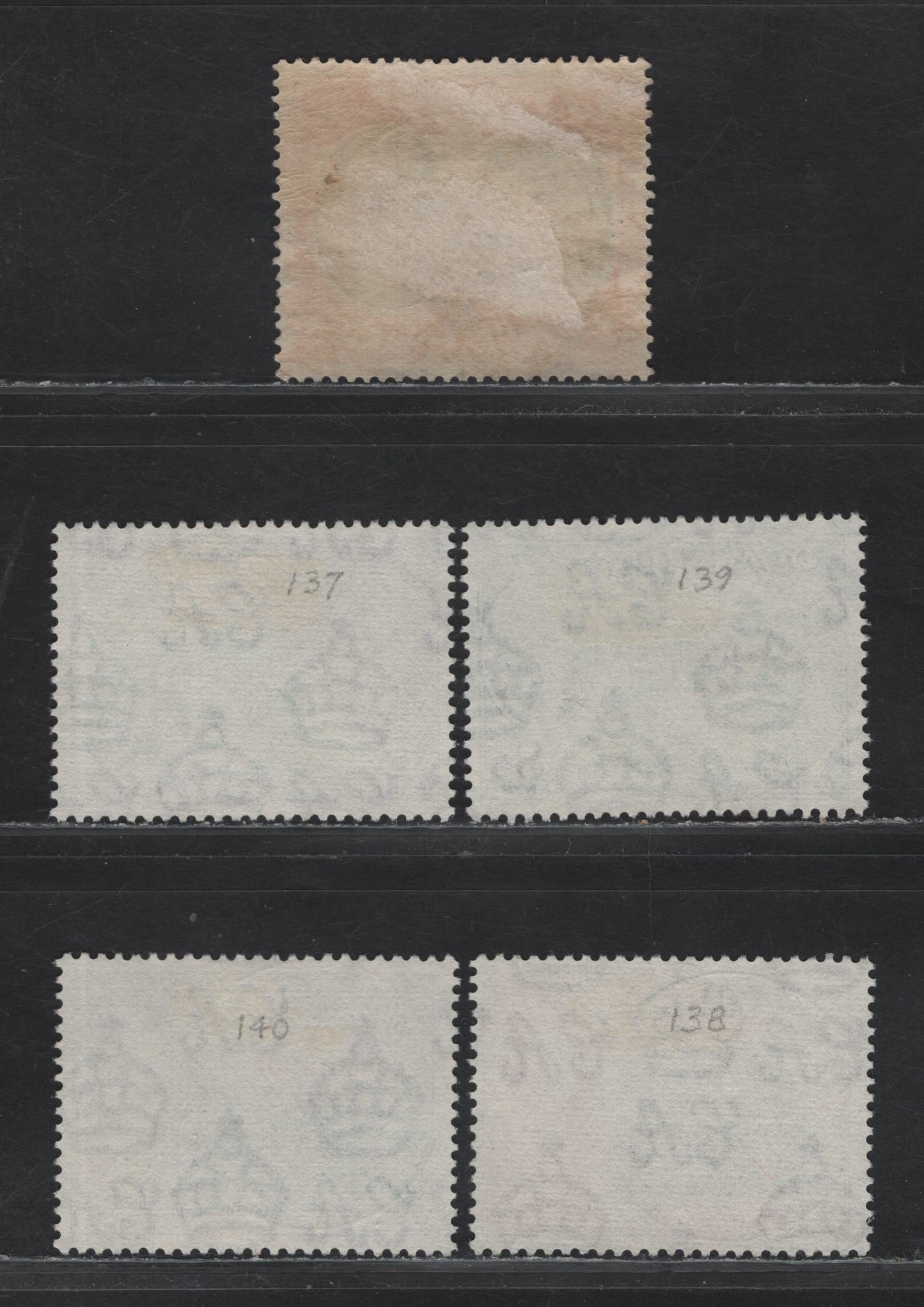 Lot 48 Dominica (C) SG#74, 135-138 1.5d - 14c Black & Scarlet - Blue & Violet Colonial Badge - New Constitution, 1923-1951 Colonial Badge - New Constitution Issues, 5 Fine/Very Fine Used Singles, All With SON & GPO Dominica & Rosseau CDS Cancels