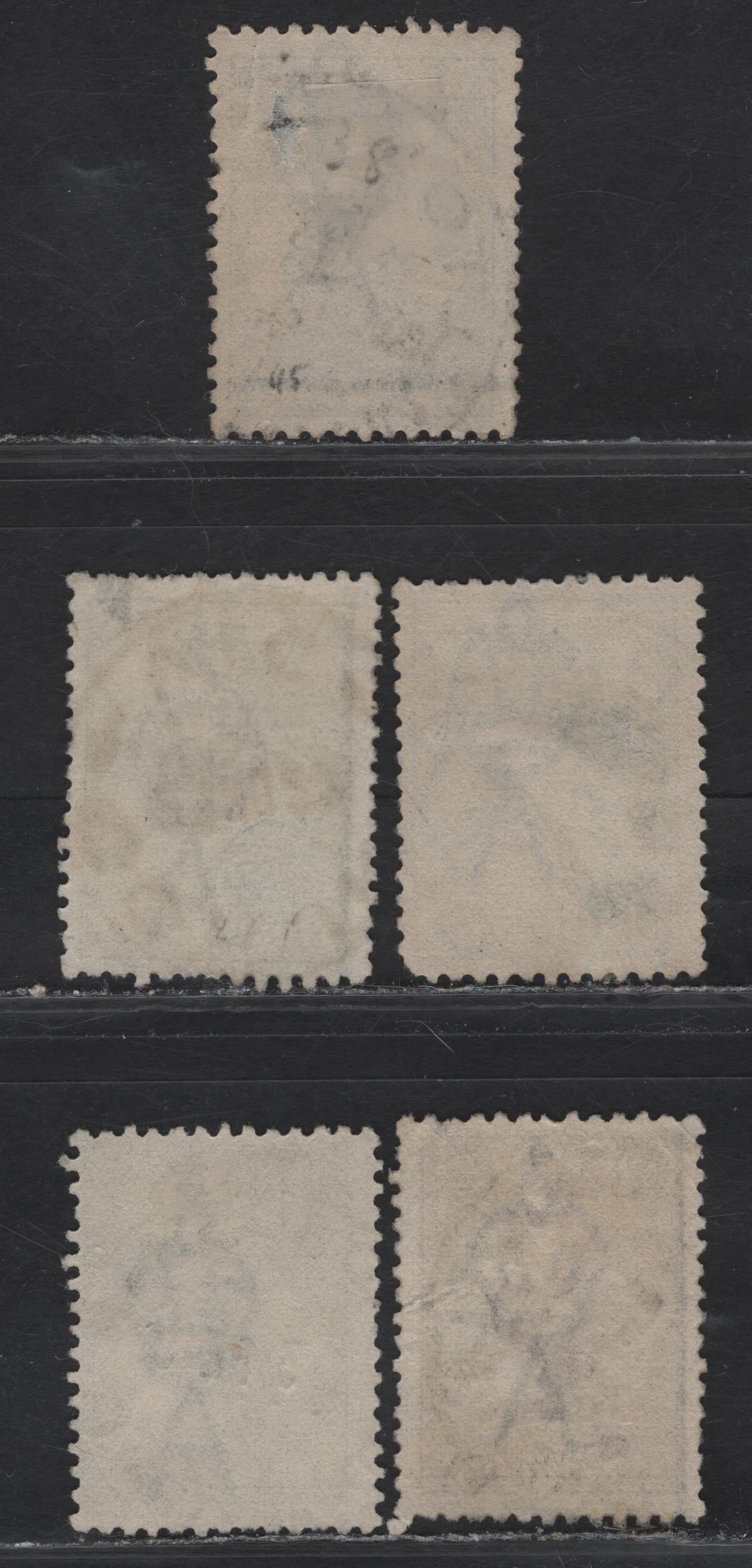 Lot 6 Australia (C)  SG#35, 37d, 38-39 2d - 9d Gray - Violet Kangaroo & Map, 1915-1927 Kangaroo & Map Issue, 5 Very Good/Fine Used Singles, 3rd Wmk, SON Cancels, All Die 2.