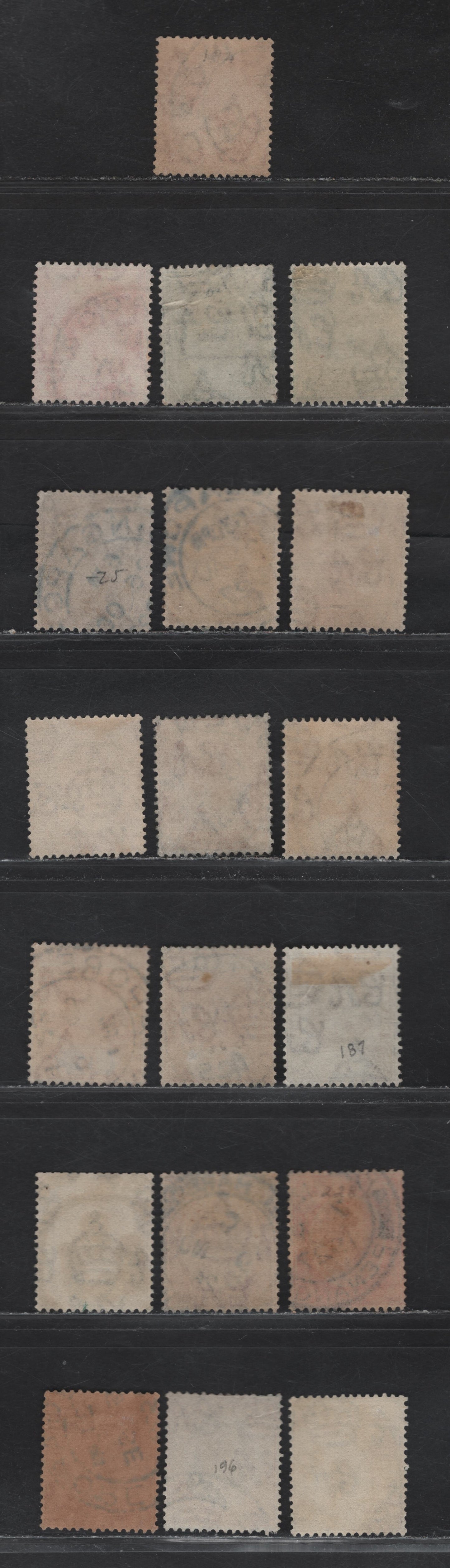 Lot 73 Straits Settlements (C) SG#196, 198, 219, 221, 223-226a, 227, 229, 236, 267   , 1912-1936 KGV Keyplate Issues, 19 Fine/Very Fine Used Singles, Singapore, Penang, Malacca & Alor Geyah, Multiple Crown CA & Script CA Wmks