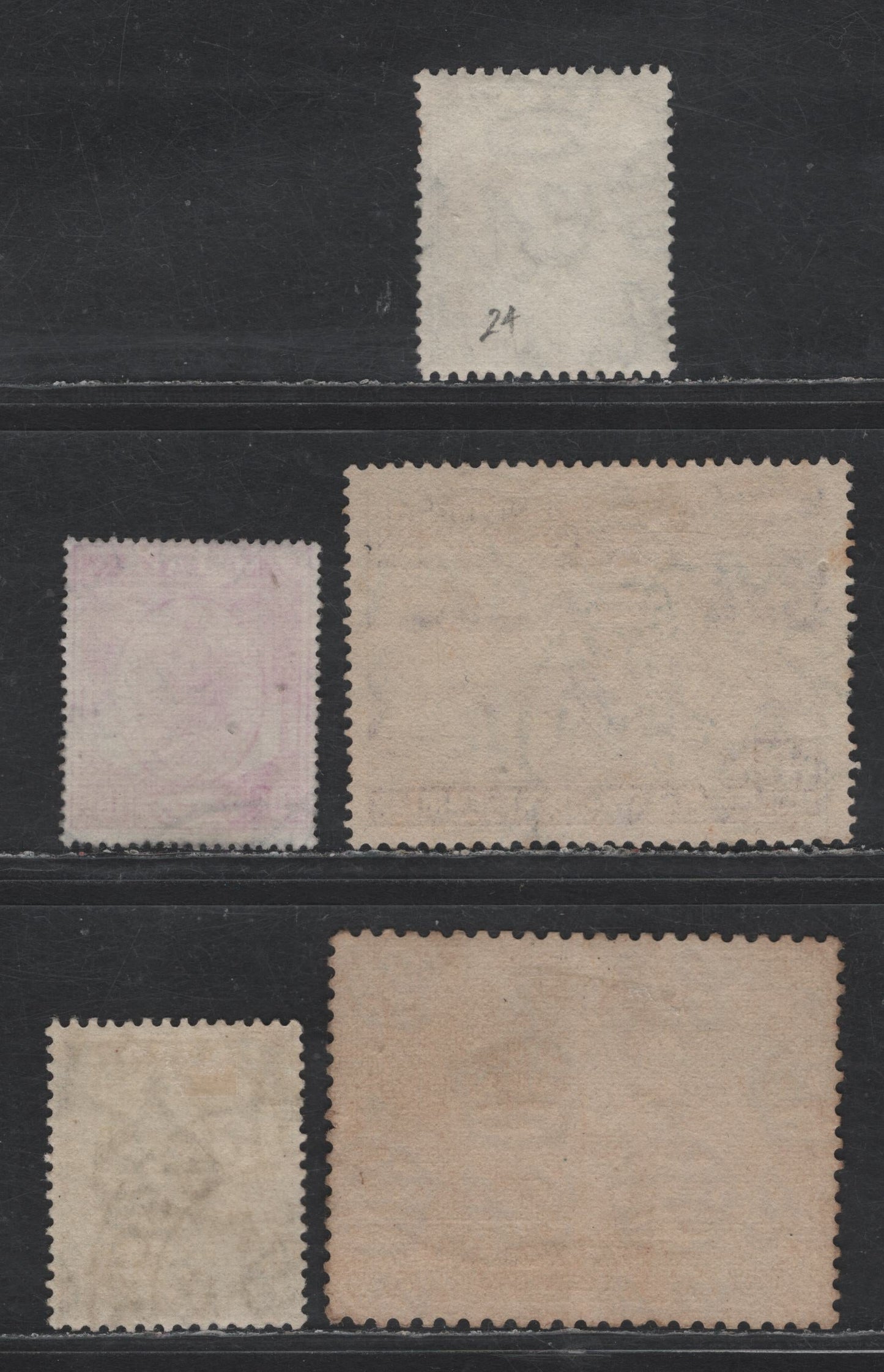 Lot 79 Malaya - Negri Sembilan (C) SG#26, 50, 63, 65 5c - 25c Brown - Orange Arms - UPU, 1935-1949 Arms Keyplate - UPU Issues, 5 Fine/Very Fine Used Singles, Smaller Town SON & Partial Strike Cancels