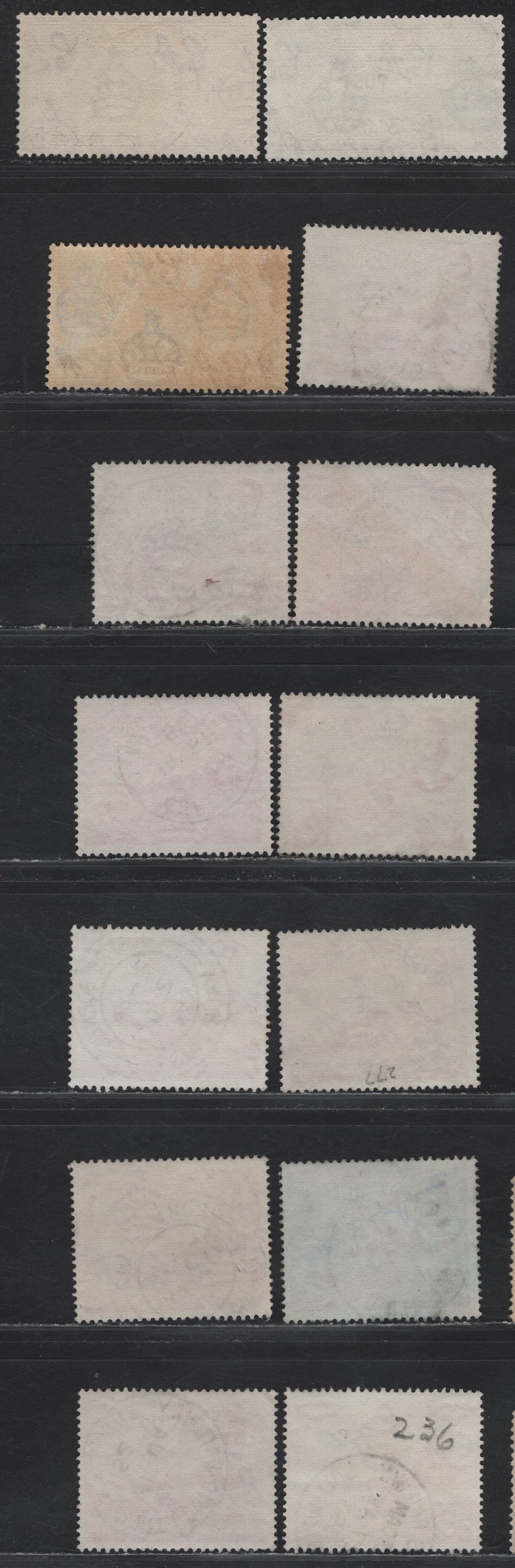 Lot 97 Mauritius (C)   SG#251, 264, 277 20c - 2c Bright Blue - Rose Carmine Coronation - King George VI, 1937-1950 Coronation - KGVI Pictorial Issue, 14 Very Fine Used Singles, SON Town Cancels