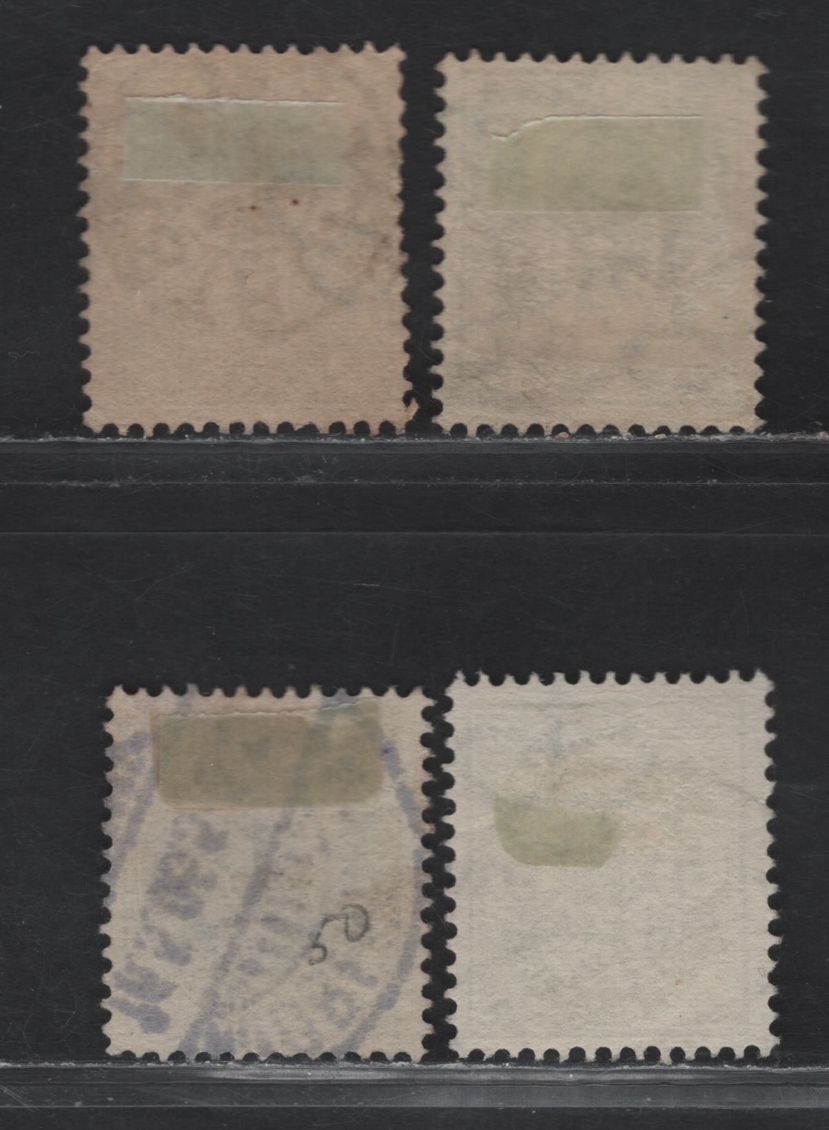 Lot 108 Denmark (C)SC#43, 50 50o - 25o Green - Gray & Green Numeral & Arms, 1895-1901 Numeral & Arms Issue, 4 Fine/Very Fine Used Singles, Perf 13, SON Town Cancels