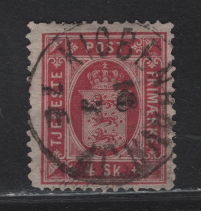 Lot 114 Denmark SC#O2 4sk Carmine State Seal, 1871 State Seal Official Issue, A Fine Used Single, Perf 14x13.5, SON Kobenhawn Cancel