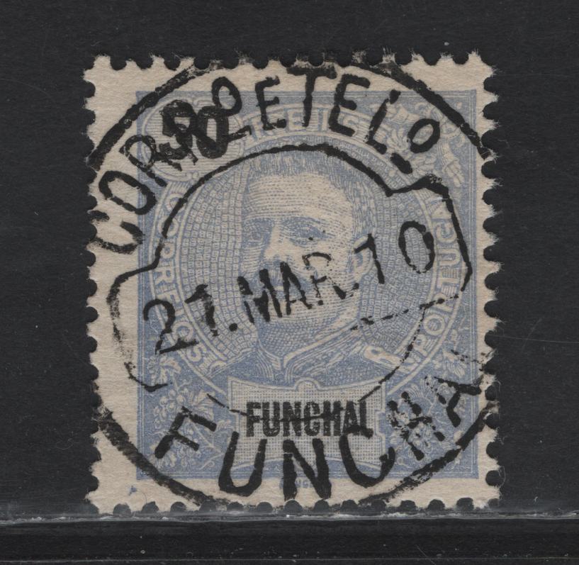 Lot 136 Funchal SC#22 50r Ultramarine - Violet & Blue Green King Carlos, 1897-1905 King Carlos Keyplate Issue, A Fine Used Single, SON March 21 1910 Funchal CDS