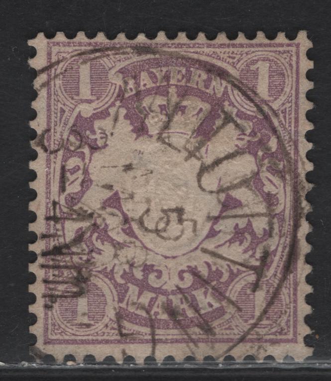 Lot 143 Germany - Bavaria SC#32 1m Violet Coat of Arms, 1874-1875 Embossed Arms Issue, Wmk Wide Lozenges, A VF Single With SON Altottin CDS Cancel