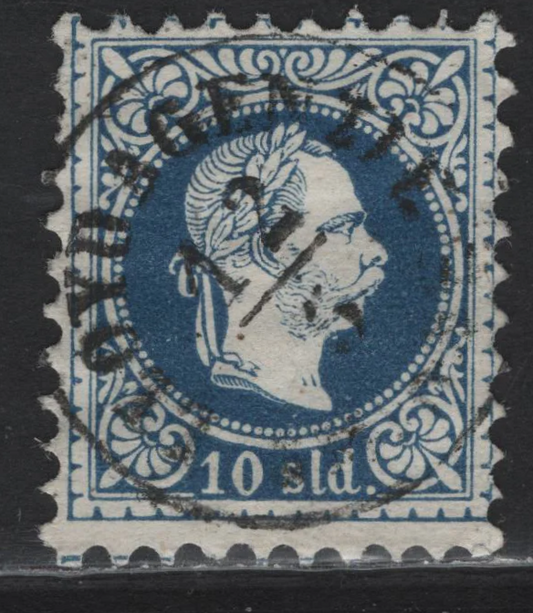 Lot 15A Austria - Office In Turkish Empire SC#7f 10gld Blue Franz Josef, 1876-1883 Franz Josef Sideface Issue, A Fine Used Single, Clear SON Lloyd's Agency Cancel of the Lloyd's Steamship Line