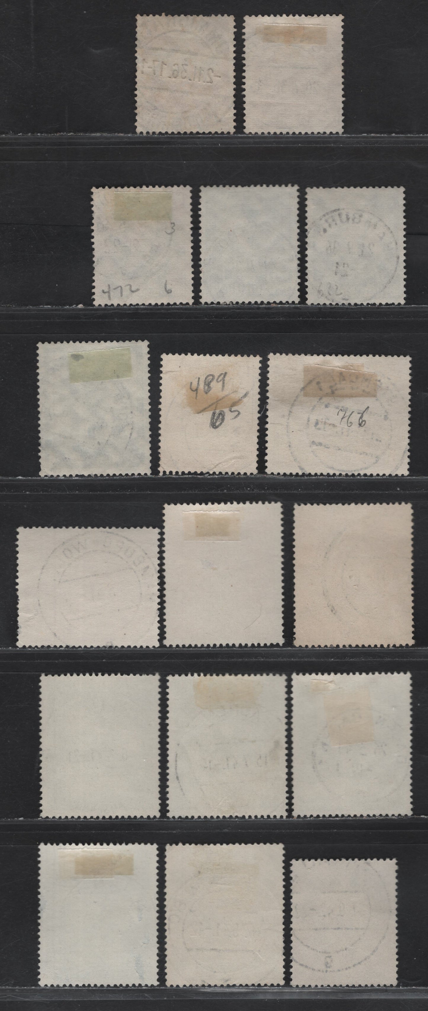 Lot 163 Germany SC#453, 472, 477, 479-480, 484, 489, 500, 503-505, 528 12pf-6pf Copper Red - Purple German Soldier - Storm Trooper Emblem, 1935-1942 War Heroes Day - War Effort Day Of The Storm Troppers, 17 Fine & VF Singles All With SON CDS Town Cancels