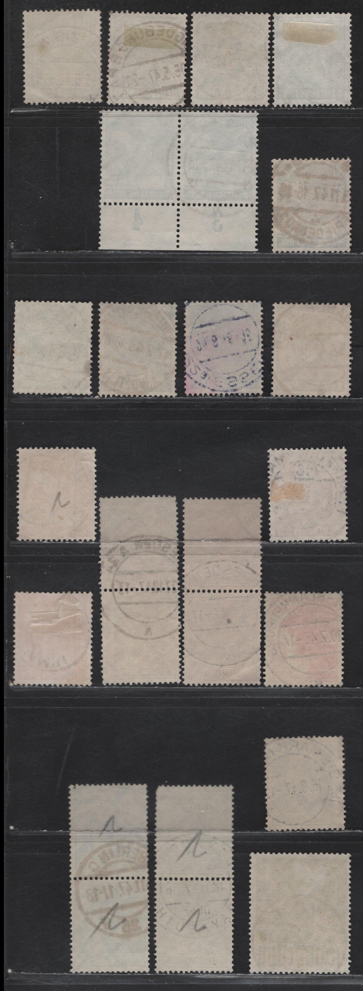Lot 165 Germany SC#559/574, 607 10pf-1Rm Vermilion - Olive  1947-1948 Reconstruction Definitives, 16 Fine & VF Singles and 6 Pairs All With SON CDS Town Cancels & Shade Variations, One 80pf in Pair With Corner Crease Not Counted